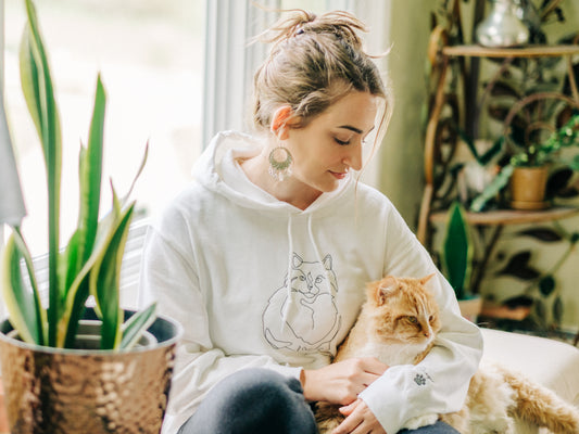 Custom embroidered pet line art hooded sweatshirt