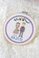 Cross stitch wedding portrait stitched from a wedding photo