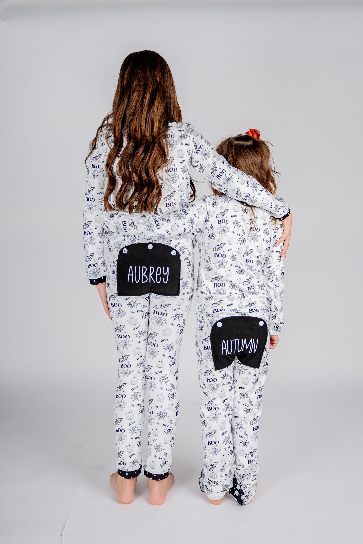 Girls Halloween print two-piece lounge set with embroidered name