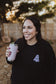 ghost holding iced coffee embroidery - fall sweatshirt