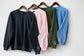 Mama collar sweatshirt in four colors with kids' names embroidered on the sleeve