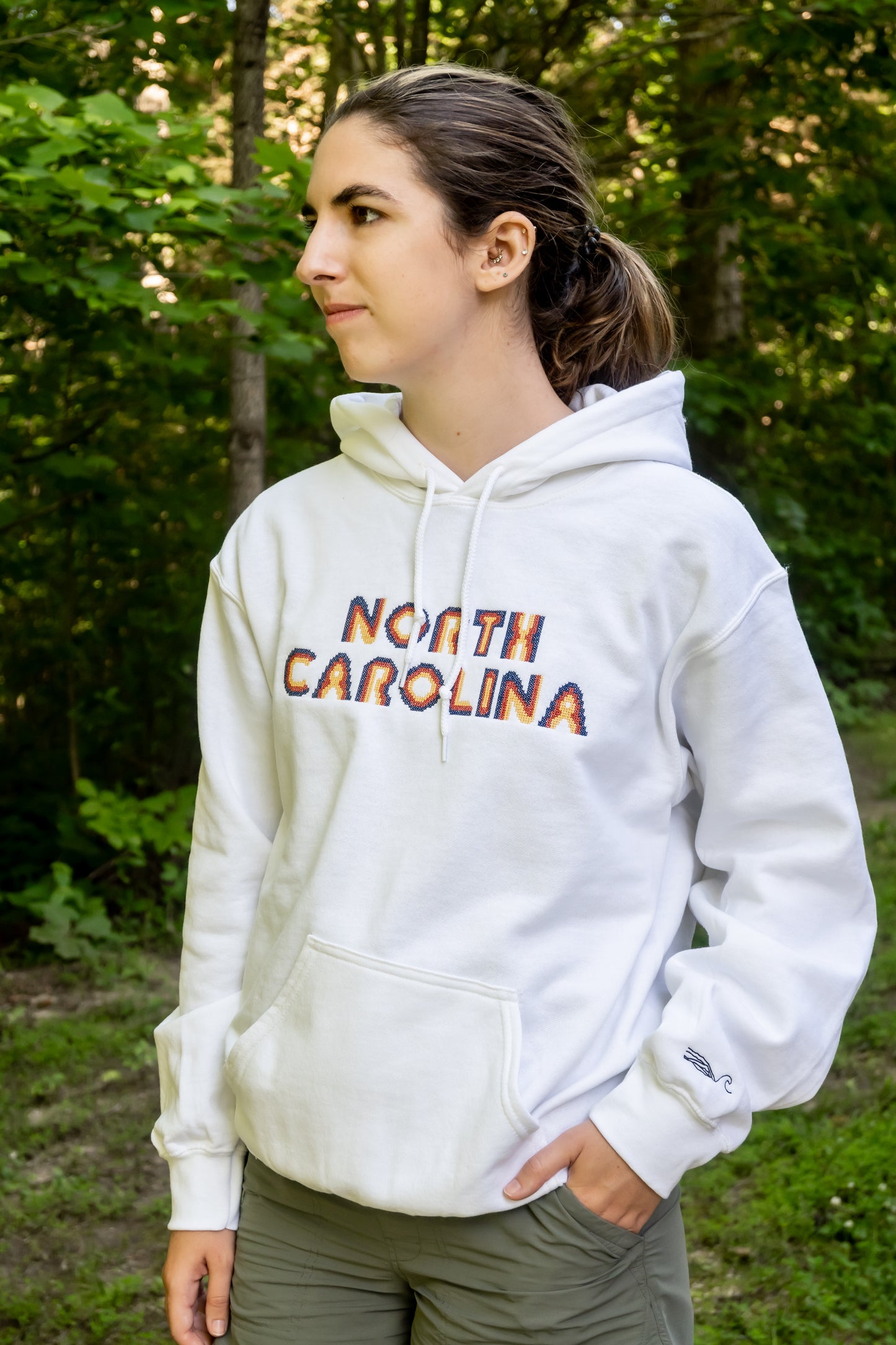 State cross stitch hooded (hoodie) sweatshirt