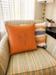 Pet drawn in single line art embroidered on an 18 inch faux leather pillow cover