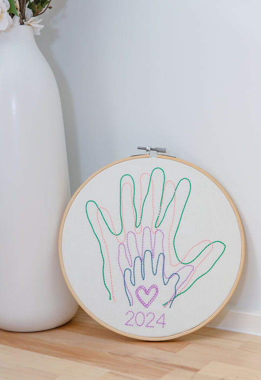 Family handprint keepsake hoop, a gift for grandparents