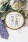 Cross stitch couple embroidered from a wedding photo