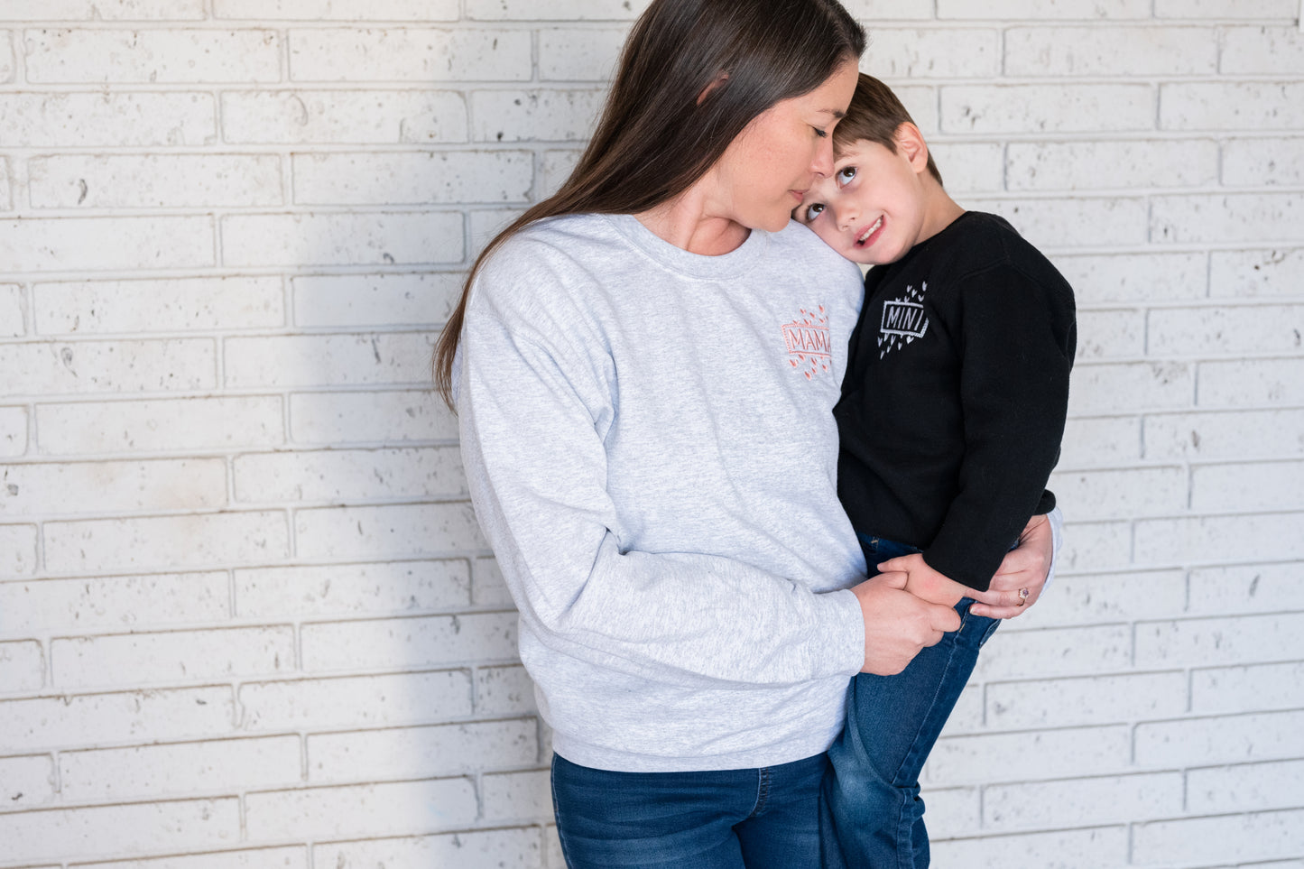 Mother and son matching sweatshirts