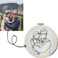 Photo embroidered line art in embroidery frame