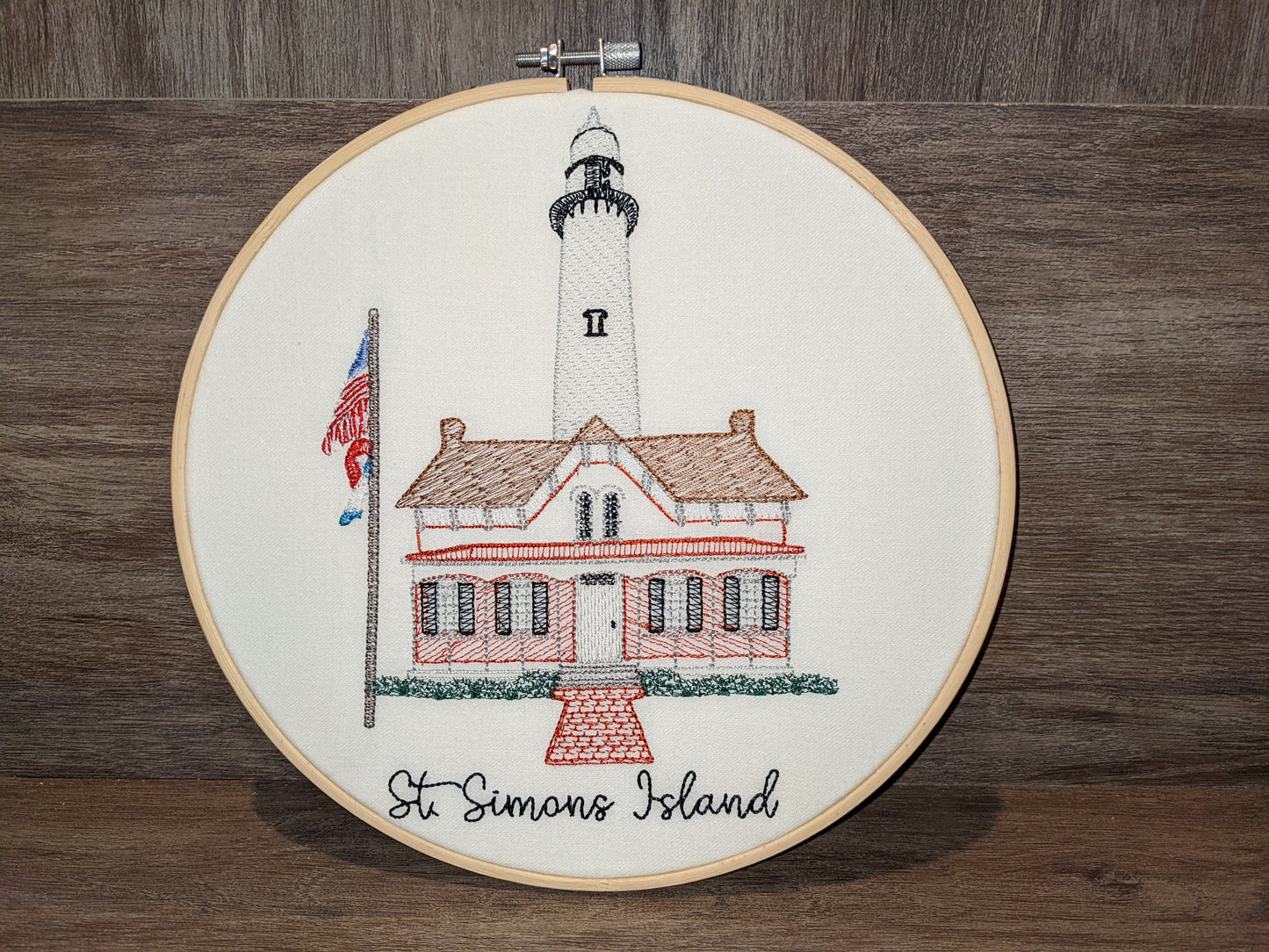 Custom embroidered home portrait in hoop