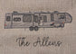 Custom trailer embroidered on a burlap garden flag