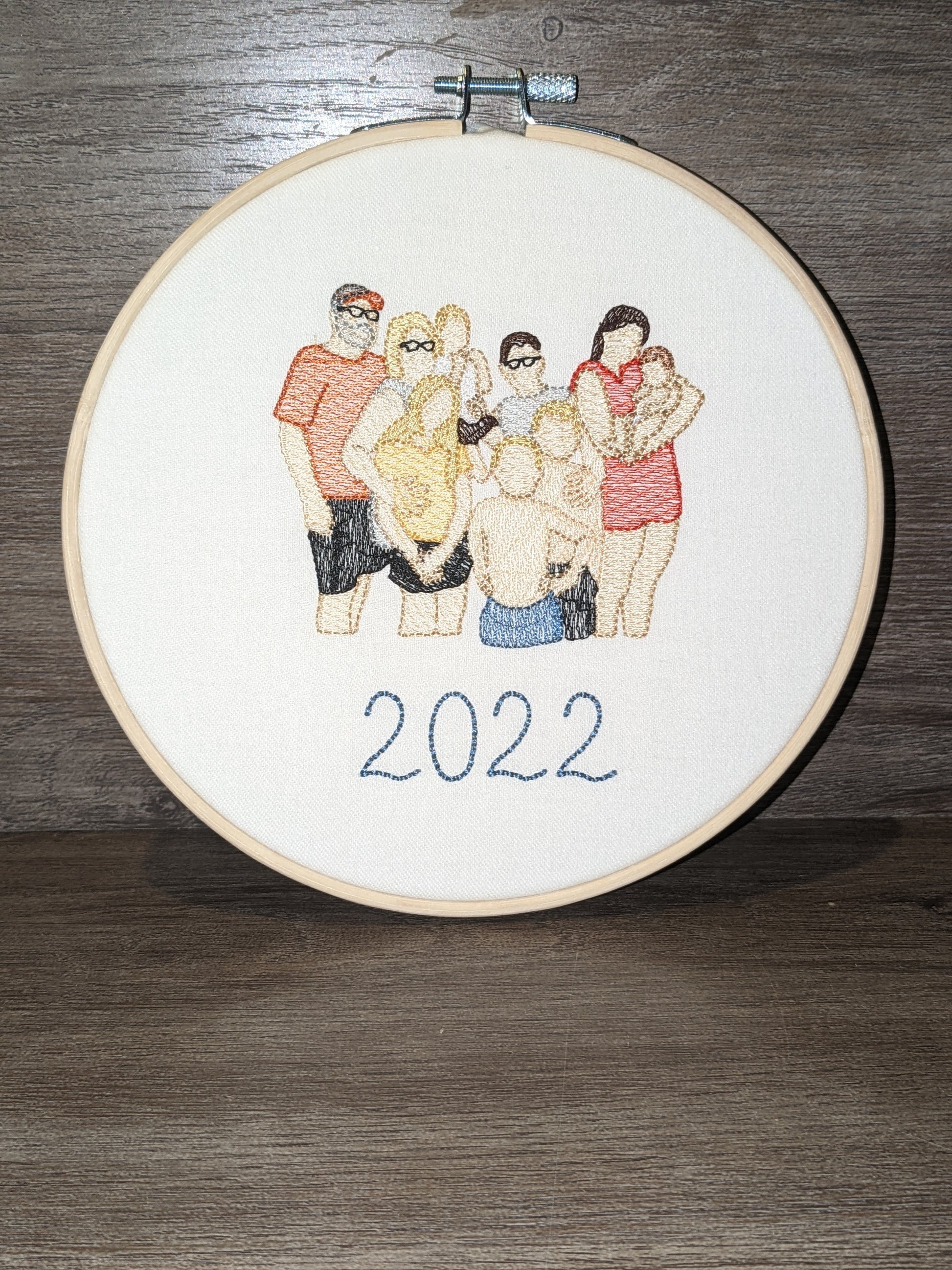 Embroidered wedding keepsake hoop, an anniversary gift