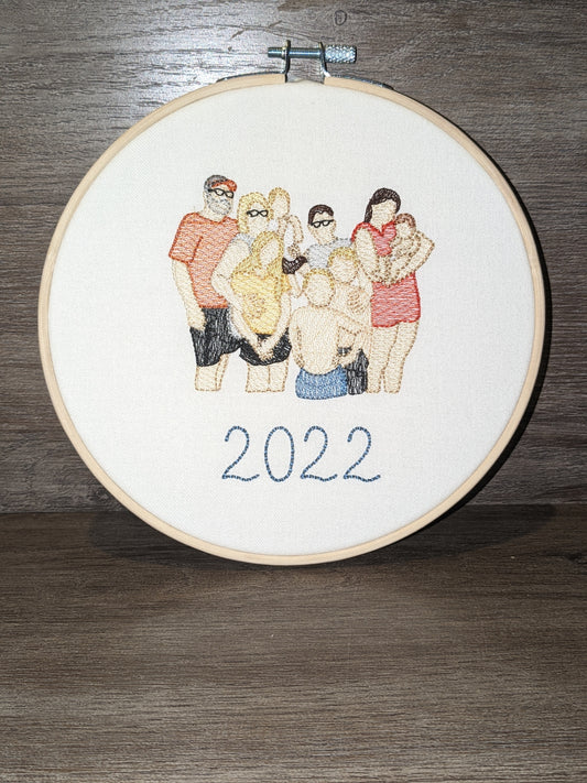 Embroidered wedding keepsake hoop, an anniversary gift