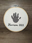 Baby handprint keepsake embroidered at real-life size