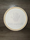Example of a stamped child handprint with measurement for embroidery