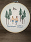 Embroidered wedding portrait in a 7 inch wooden hoop