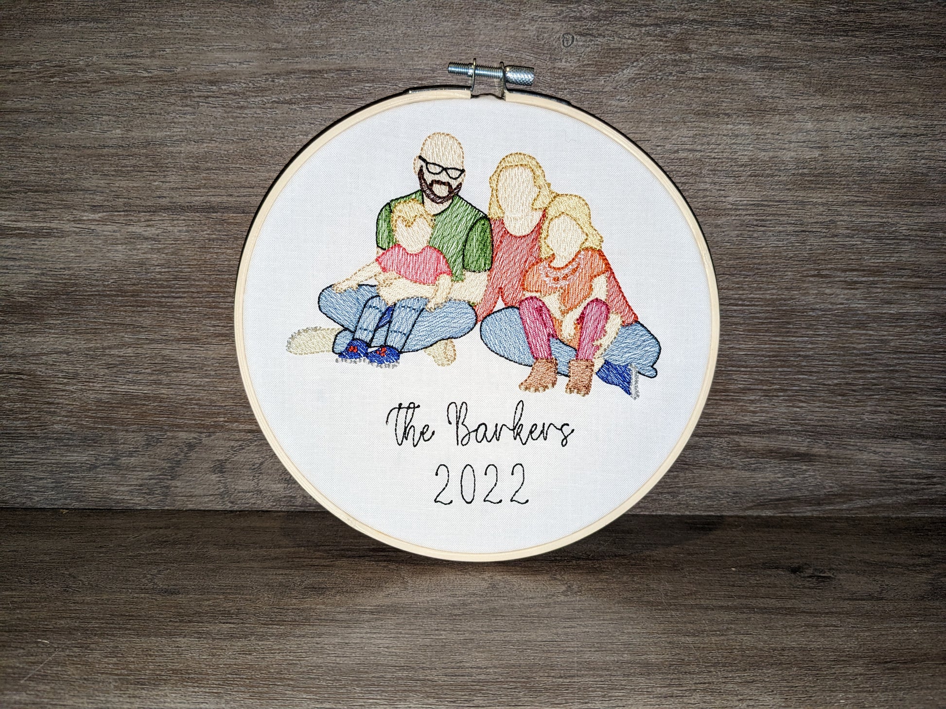 Embroidered wedding keepsake hoop, an anniversary gift