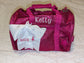 Personalized Kids Sparkle Duffle Bag — Embroidered Name & Sport Bow