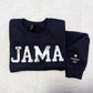 JAMA keepsake sweatshirt made from baby blankets with kids names on the sleeve