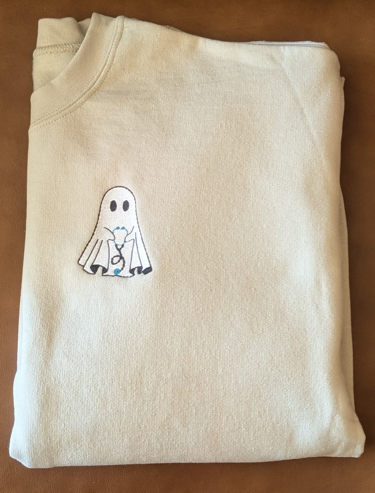 Stethoscope ghost embroidered on sweatshirt