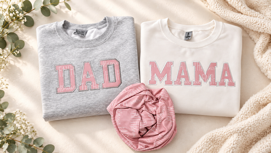 Keepsake sweatshirt made from baby clothes with embroidered lettering
