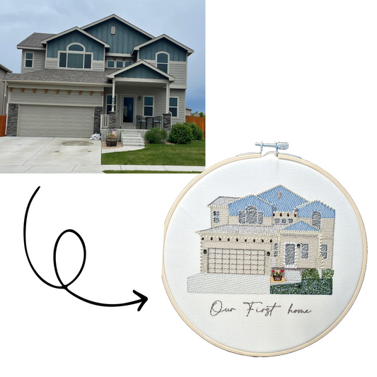 Custom embroidered home portrait in hoop