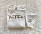 Personalized Wifey crewneck with wedding rings and date on the sleeve